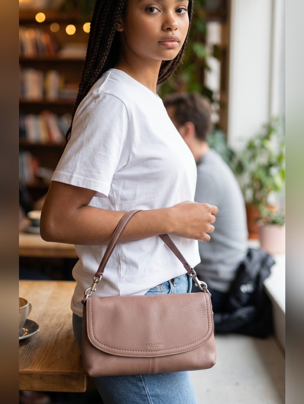 Coach Park Leather Large Flap Wristlet clutch brown